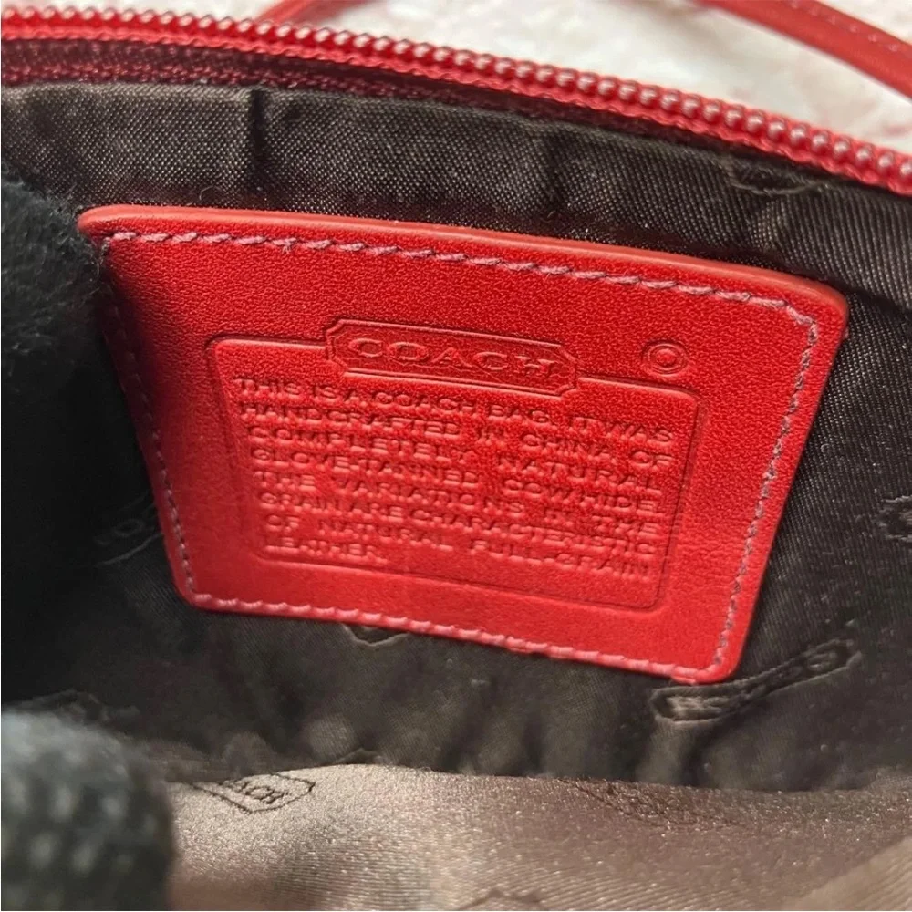 Coach Red Leather Wristlet with Gold Accents - Picture 14 of 16